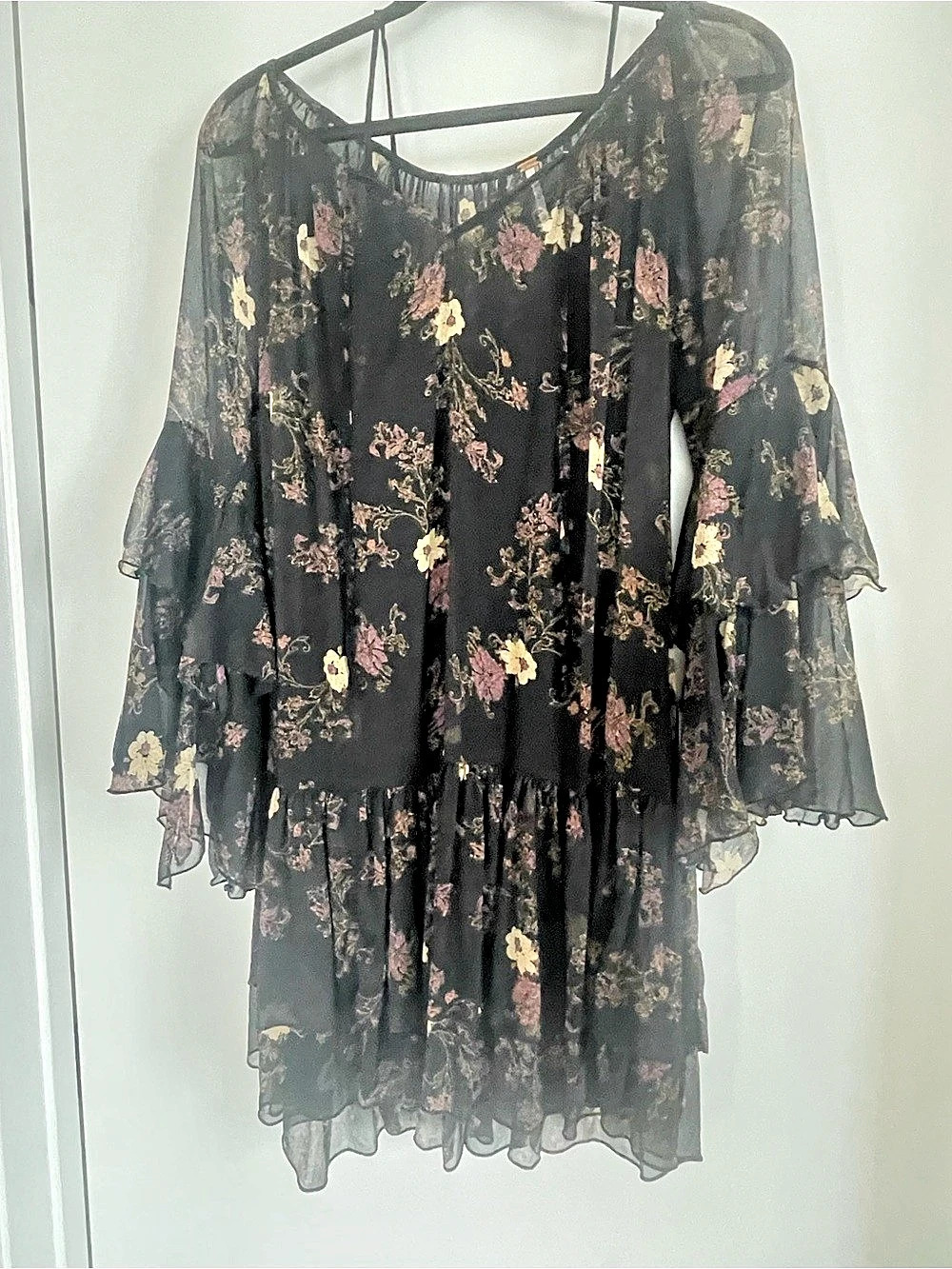 Free People Heat of the Moment Mini Dress Floral Black Medium